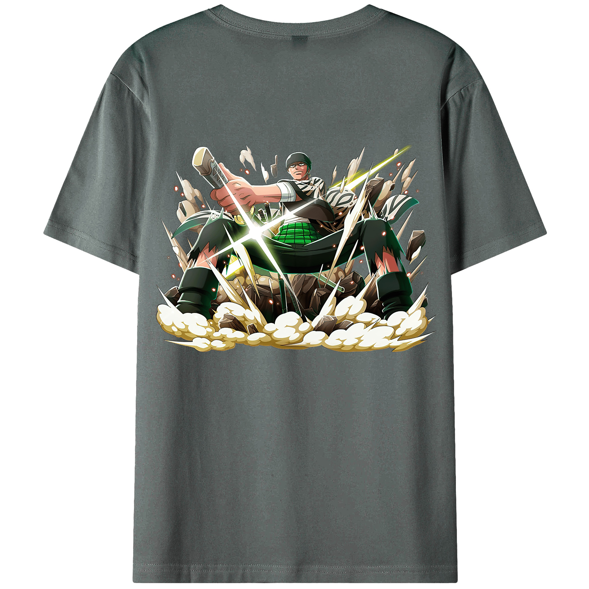 ワンピース ロロノア・ゾロ ONE PIECE Roronoa Zoro 綿100％ メンズ半袖Tシャツ（バックプリント） 通気性